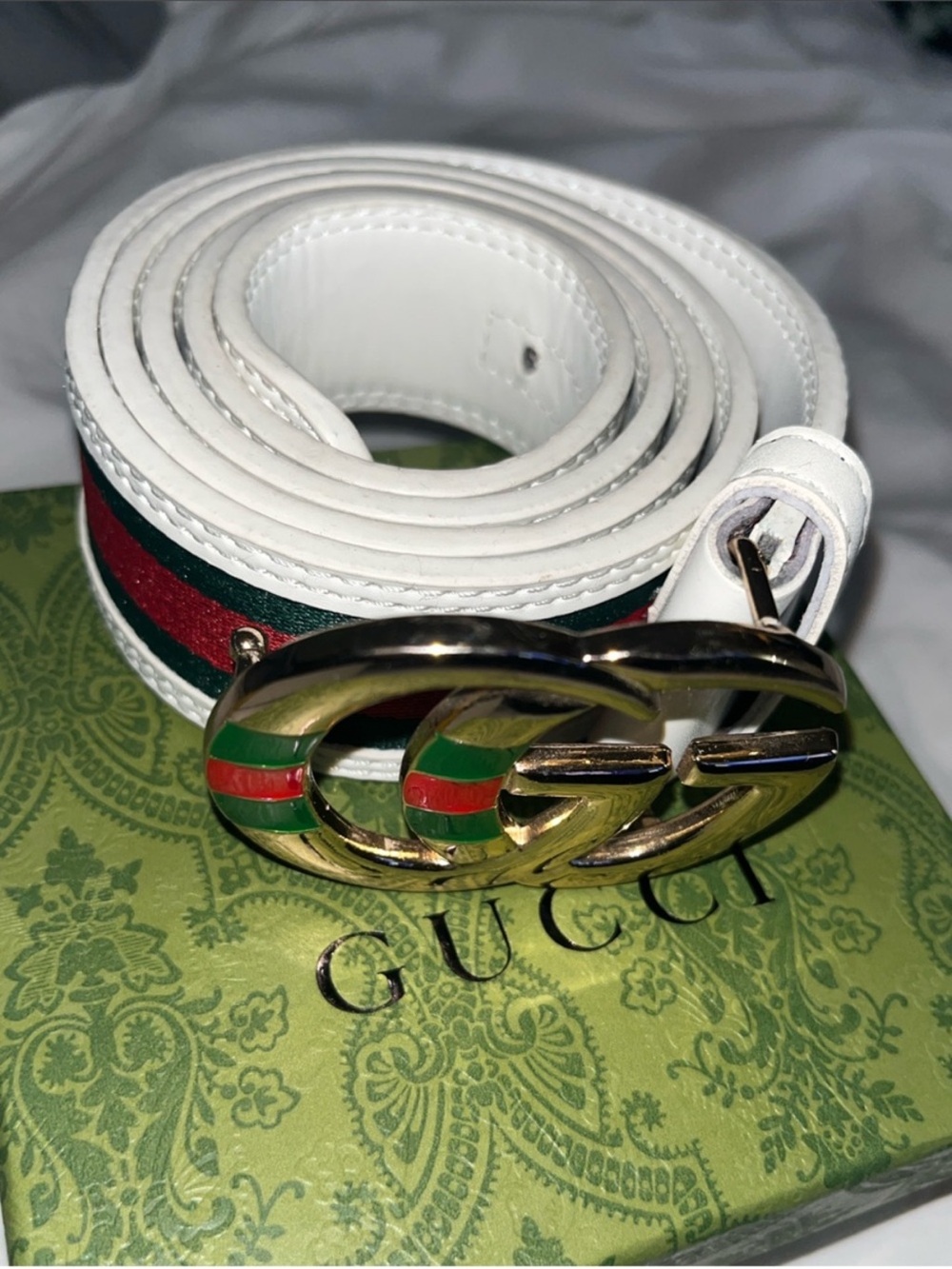 Fendi White Leather Slide Sandal with Gold Accent